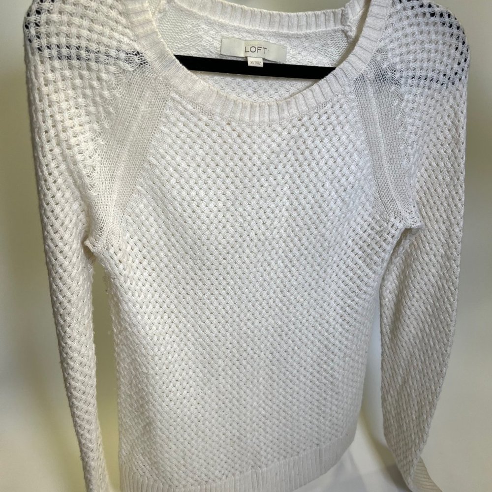 XS LOFT Boat Neck Textured Light-Weight Knit Top Sweater